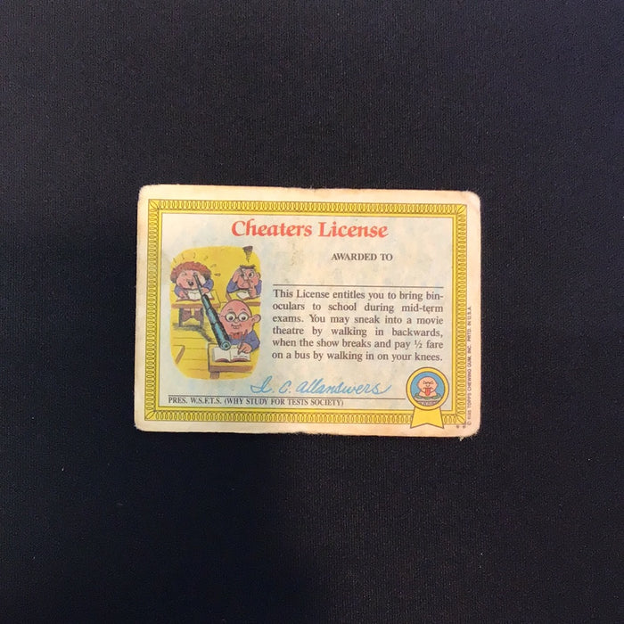1985 Topps Garbage Pail Kids #8b Blasted Billy (Cheater's License)