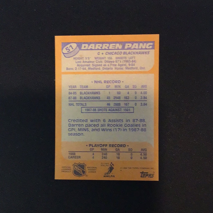 1988-89 Topps #51 Darren Pang DP RC
