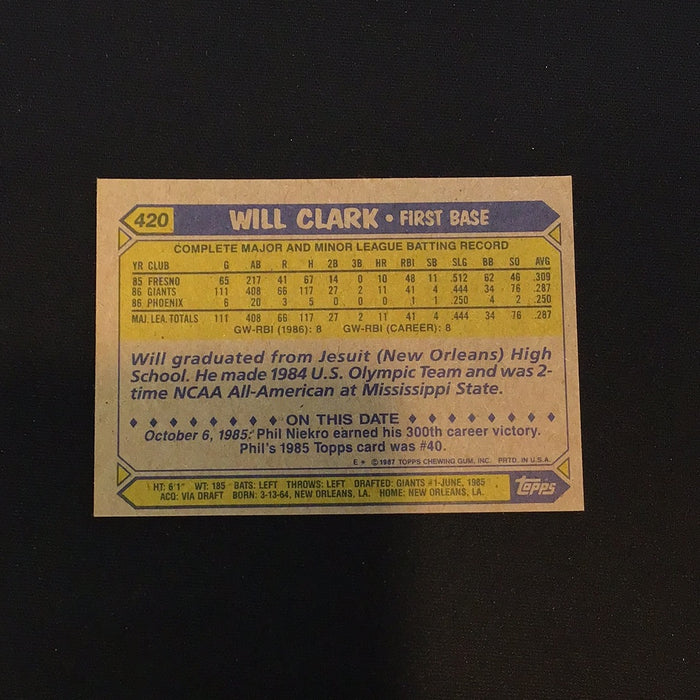 1987 Topps #420 Will Clark RC